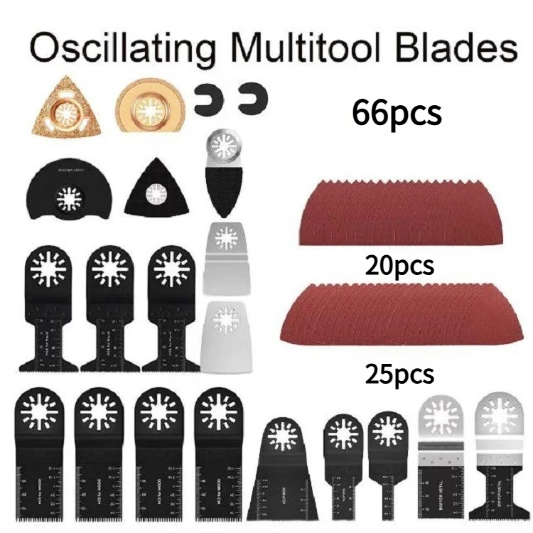 

66Pcs Oscillating Saw Blades Multitool Accessories, Cutting Kit with Closed Hole Connector, Suitable for Bosch, Dewalt, Makita