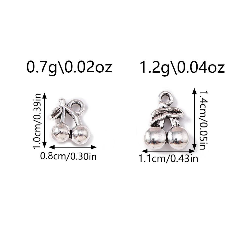 Tusember 30 Stück Metall-Anhänger in Kirschform, Legierungs-Charms, niedliche Ohrringe, Halsketten, handgefertigte DIY-Schmuckzubehörteile – Detail 1