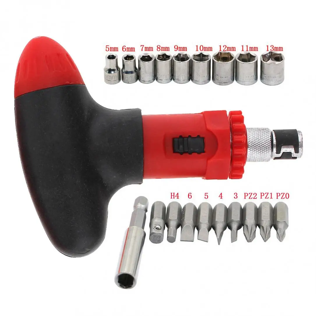 Ratchet Screwdriver Wrench S2 Bit Multifunction Hand Tool Sets with19pcs S2 Bit /Socket Head