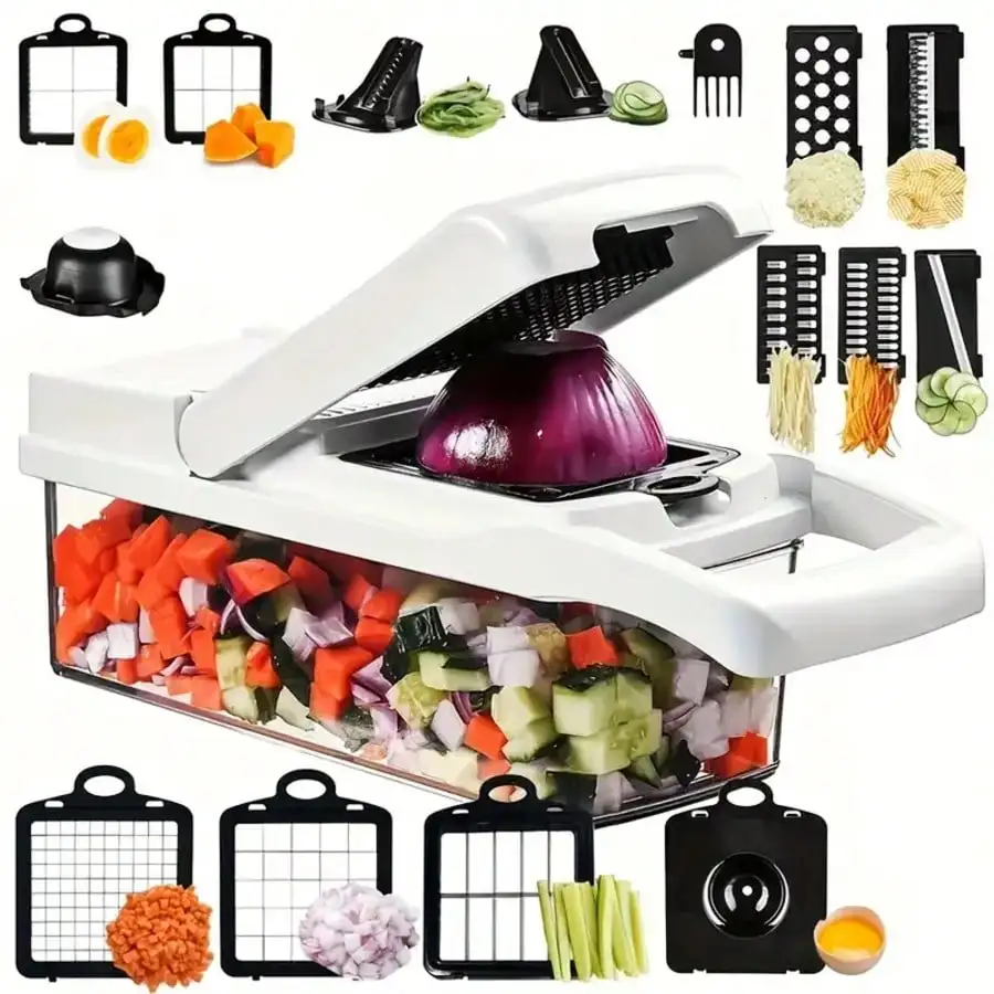 

[Vegetable Slicer] 1 Set, 15in1, Vegetable Chopper, Multifunctional Fruit Slicer, Manual Food Grater, Vegetable Slicer,