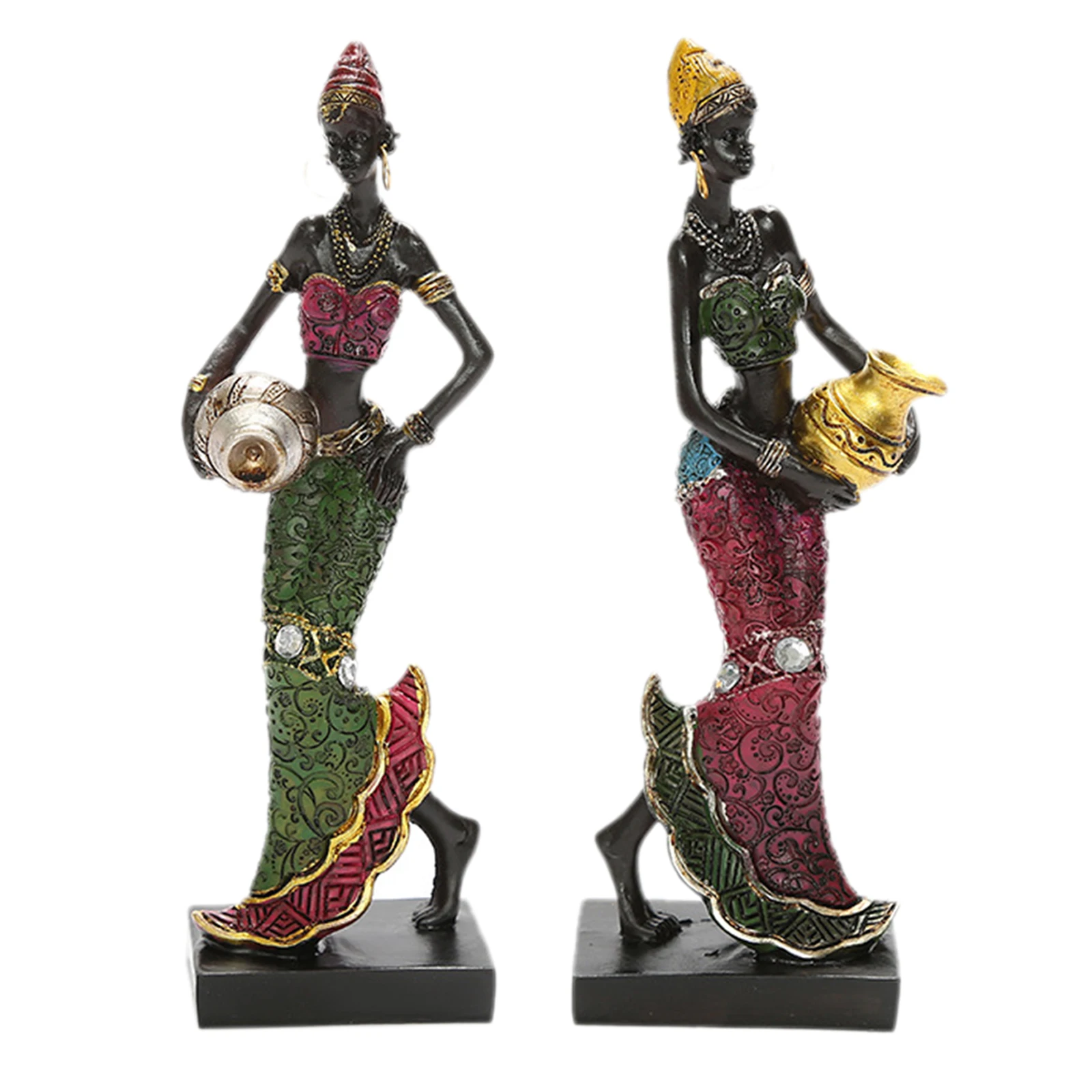 African Dancing Women Miniatures Figures Tribal Lady Statue Sculpture Collectible Art Home Decoration For Office TV Cabinet