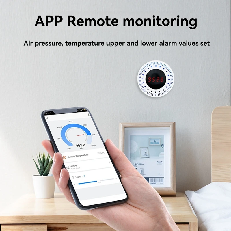 Sensor de presión atmosférica inteligente TOP Tuya con detección de temperatura y humedad dispositivo doméstico integrado Tuya