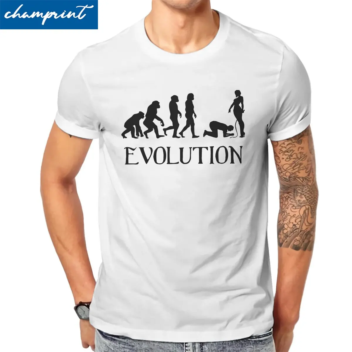 Femdom BDSM Evolution  T-Shirts for Men  Awesome Cotton Tees O Neck Short Sleeve T Shirt Plus Size Clothes