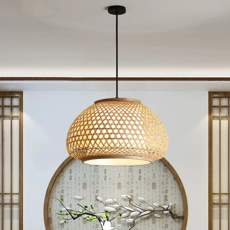 

Hand Woven Bamboo Round Chandelier Southeast Asia Bamboo Lights Led Hanging Lamp Home Decor Luminaire suspension light Fixture