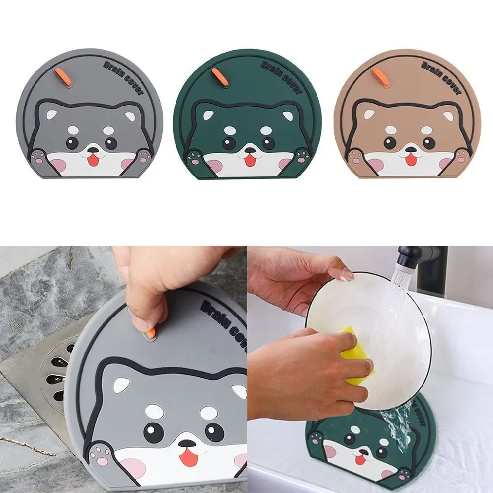 Cartoon Cat Sewer Floor Drain Cover Anti Odor Anti-blocking Deodorant Cover Anti-insect Floor Drain Pad for Bathroom&Kitchen