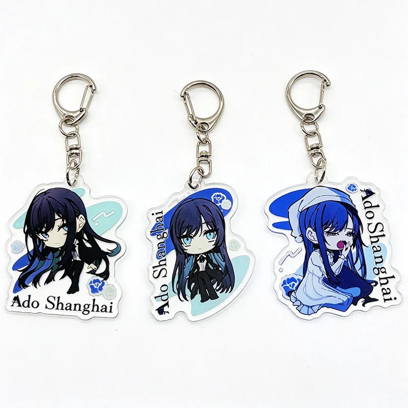Anime Singer Ado Cosplay Keychain Kawaii Acrylic Pendant Keyring 1Set Key Chain Bag Accessory Ornament Decoration Collect Prop