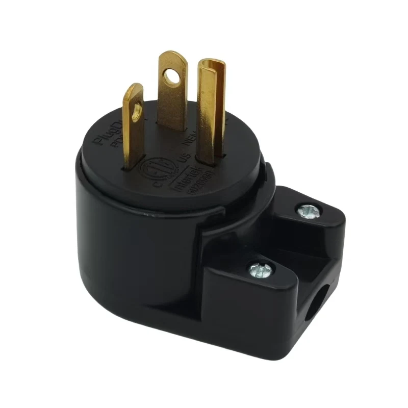 USA  Right Angle ETL Nema 6-20P 3 Pole DIY Rewirable Plug, 20A 250V USA 3Pin AC Connector, 8 Direction Rotatable Plug,