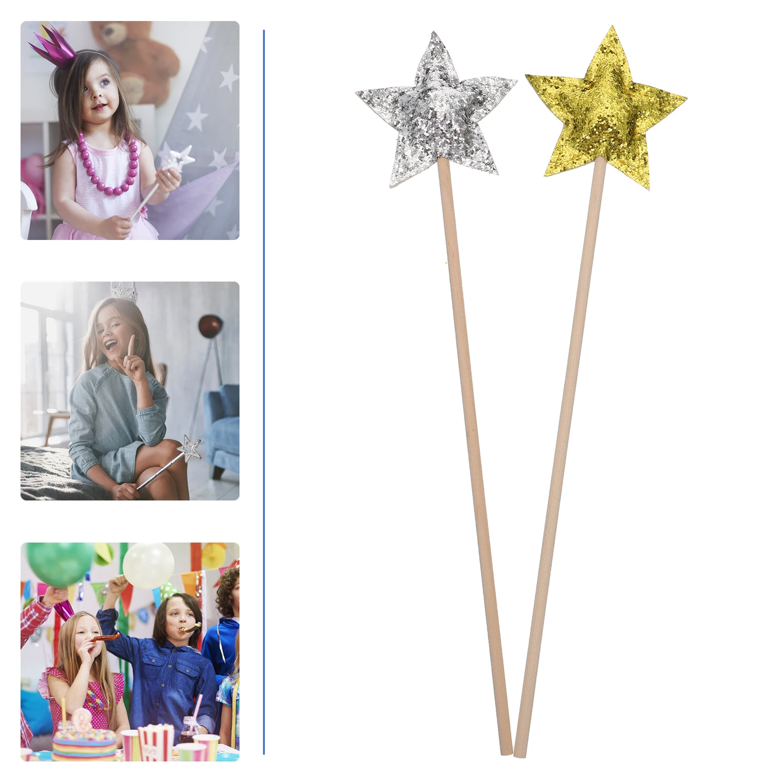 

2 PCS Wand Props Princess Wands Party Favors with Star Fairy Fabric Child