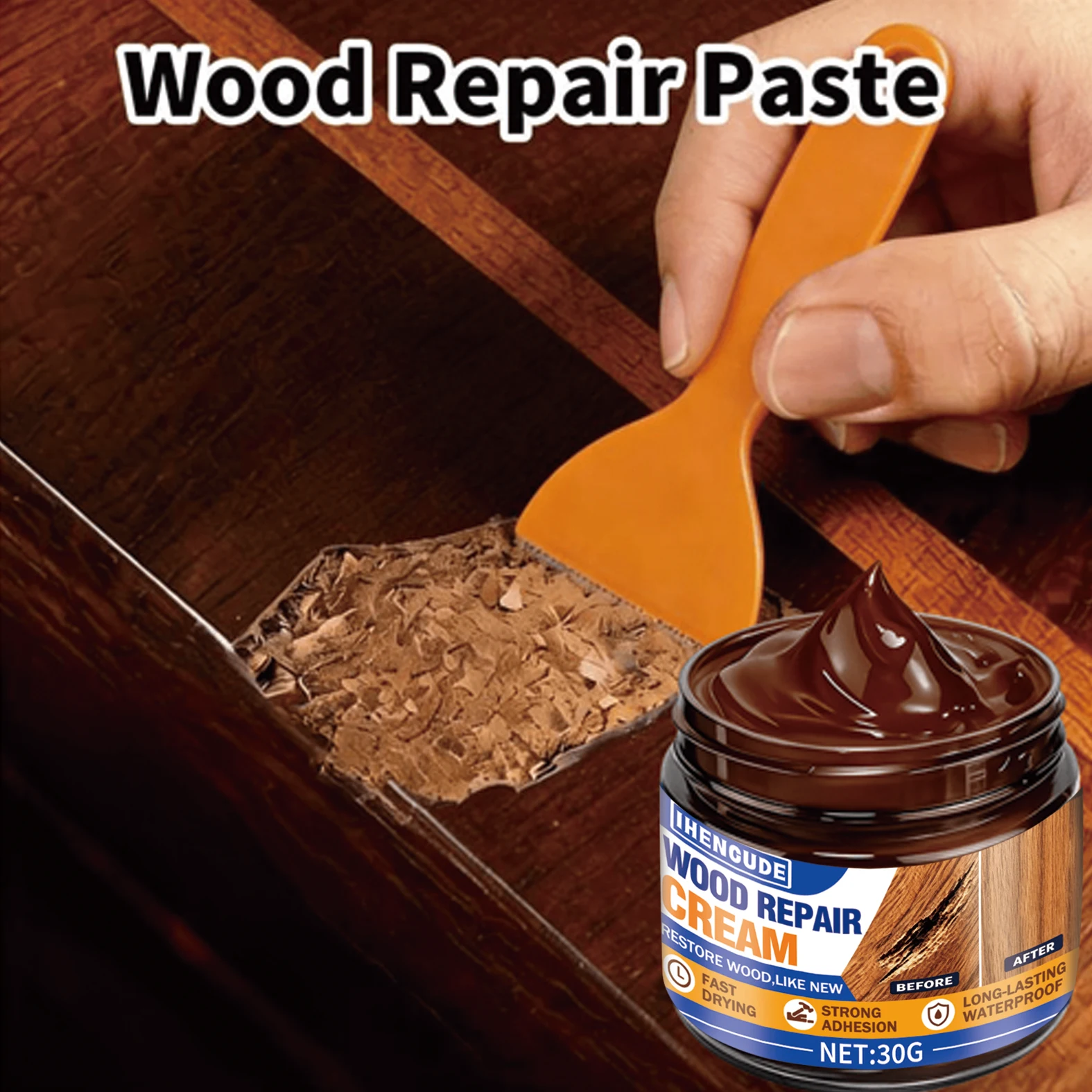 Brown Wood Scratch Repair Paste, Quick-Drying Type, Fast-Curing Emergency Wood Repair, a Must-Have for Lazy People, Long-Lasting, One-Time Application, Strong Protective Effect.