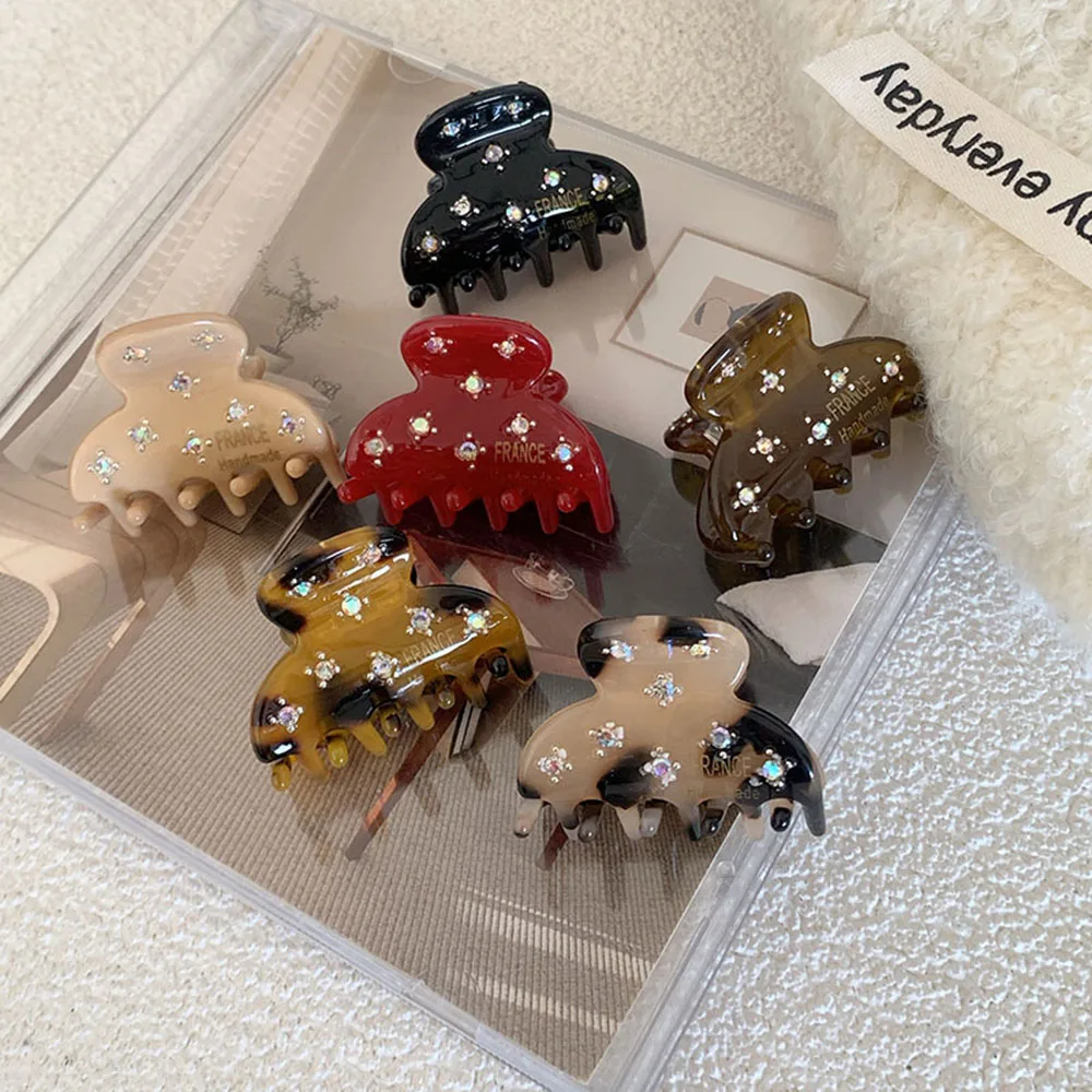 Koreański nowy uroczy 3.5cm Full Star Rhinestone mały półkola spinka do włosów moda octan Top klips z frędzlami akcesoria do włosów — zdjęcie 3