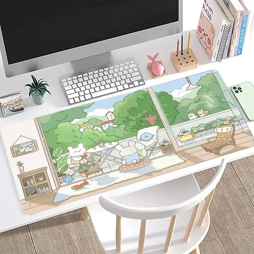 Cute rabbit Mouse Pad Large Computer Office Game Table Mats XXL Rubber Anti-slip Gaming Keyboard Mousepads Long Desk Pads