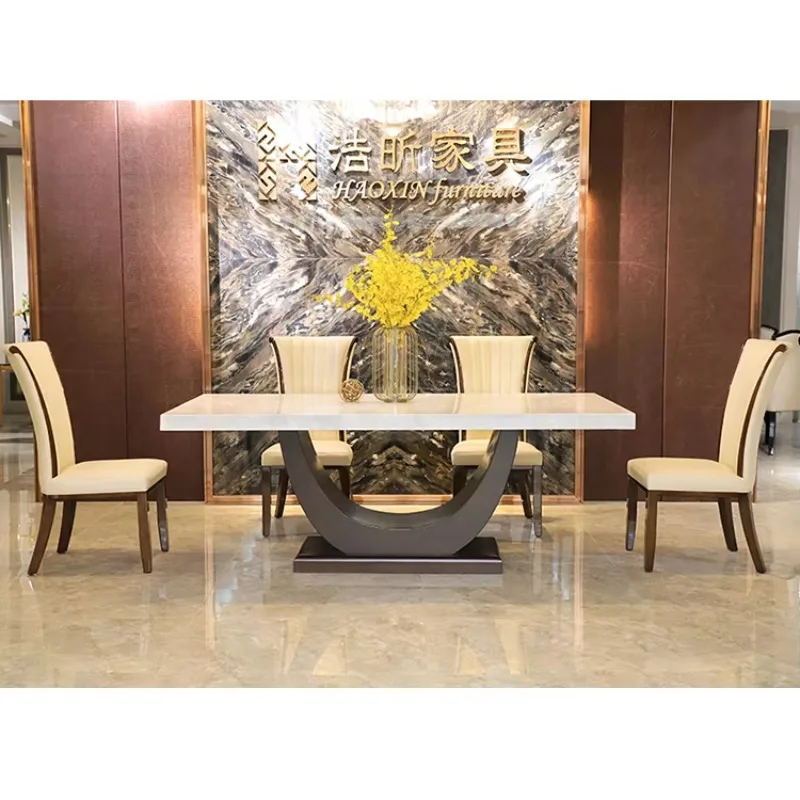 Luxury marble dining table 6 8 10 seats dining room furniture solid wood frame furniture dining table set - Image 6
