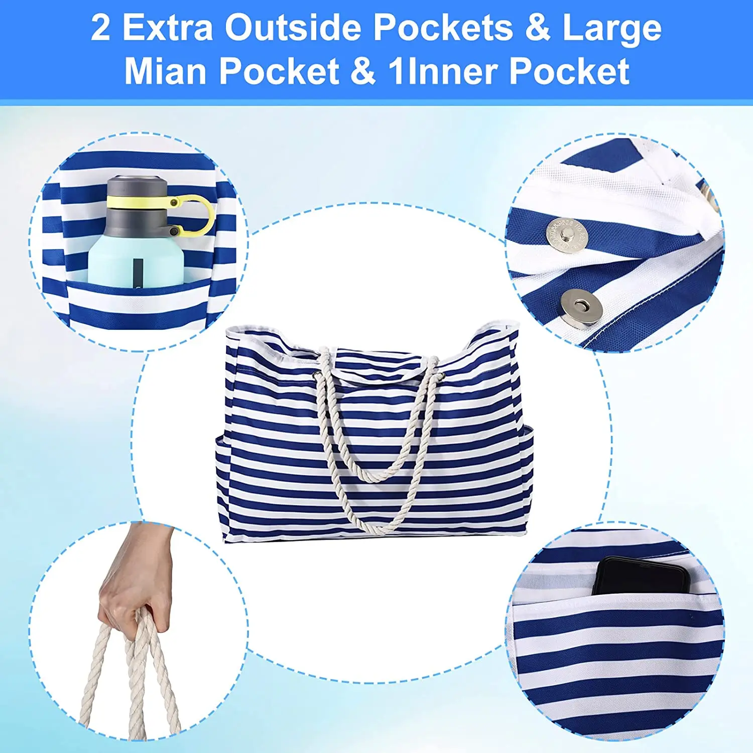 Borsa da spiaggia da donna Extra Large borsa a tracolla in tela impermeabile Stroage borsa da viaggio palestra nuoto Beach Holiday Man Shopping Bag