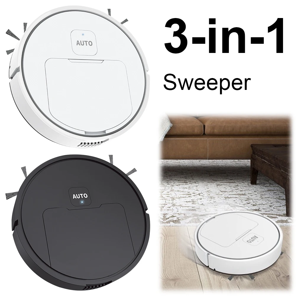 Sweeper Robot 75 Min Runtime Automatic Cleaning Sweeping Machine USB Rechargeable 1000Pa Suction for Pet Hair Carpets and Floors