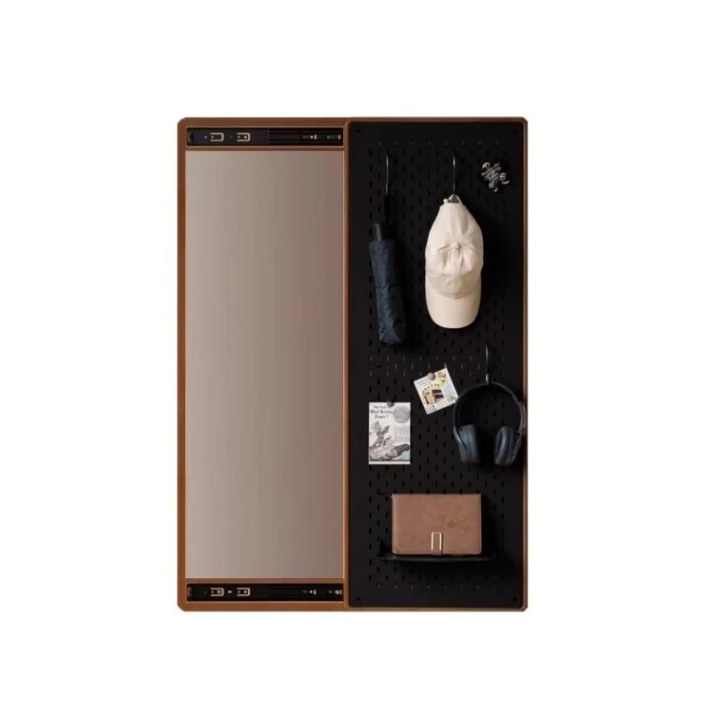 

Solid wood hole perforated board dressing mirror modern simple integrated household invisible push-pull changing mirror wall