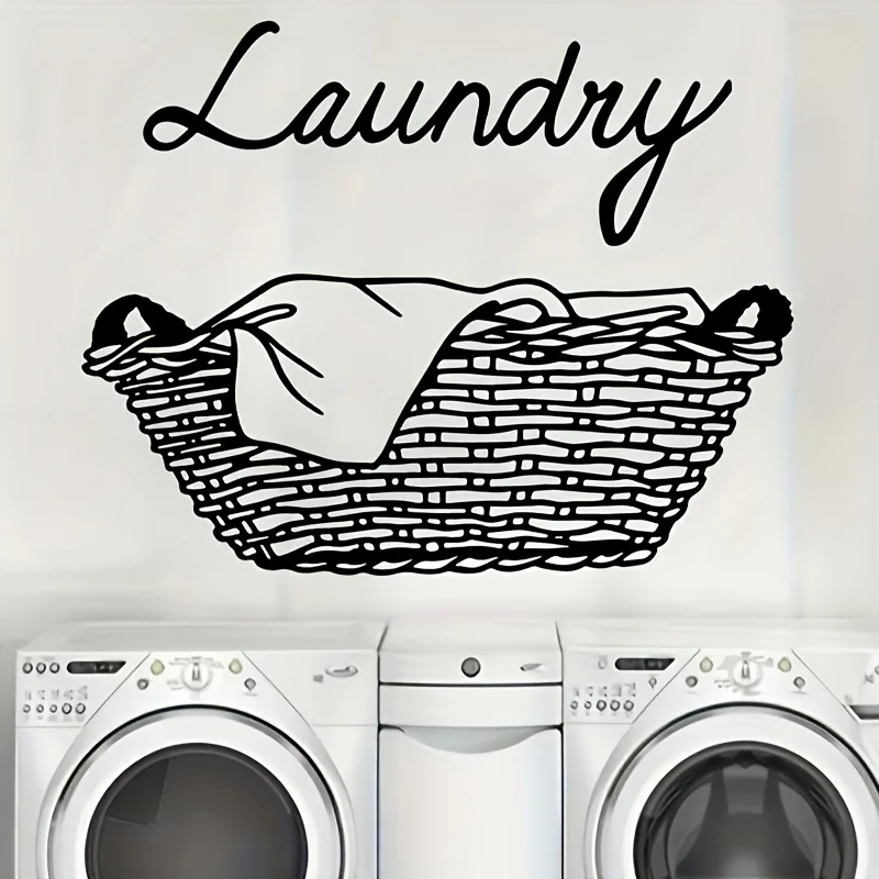 Waterproof Vinyl Wall Stickers Laundry Basket English Slogan Bathroom Laundry Room Decor Removable Home Decor