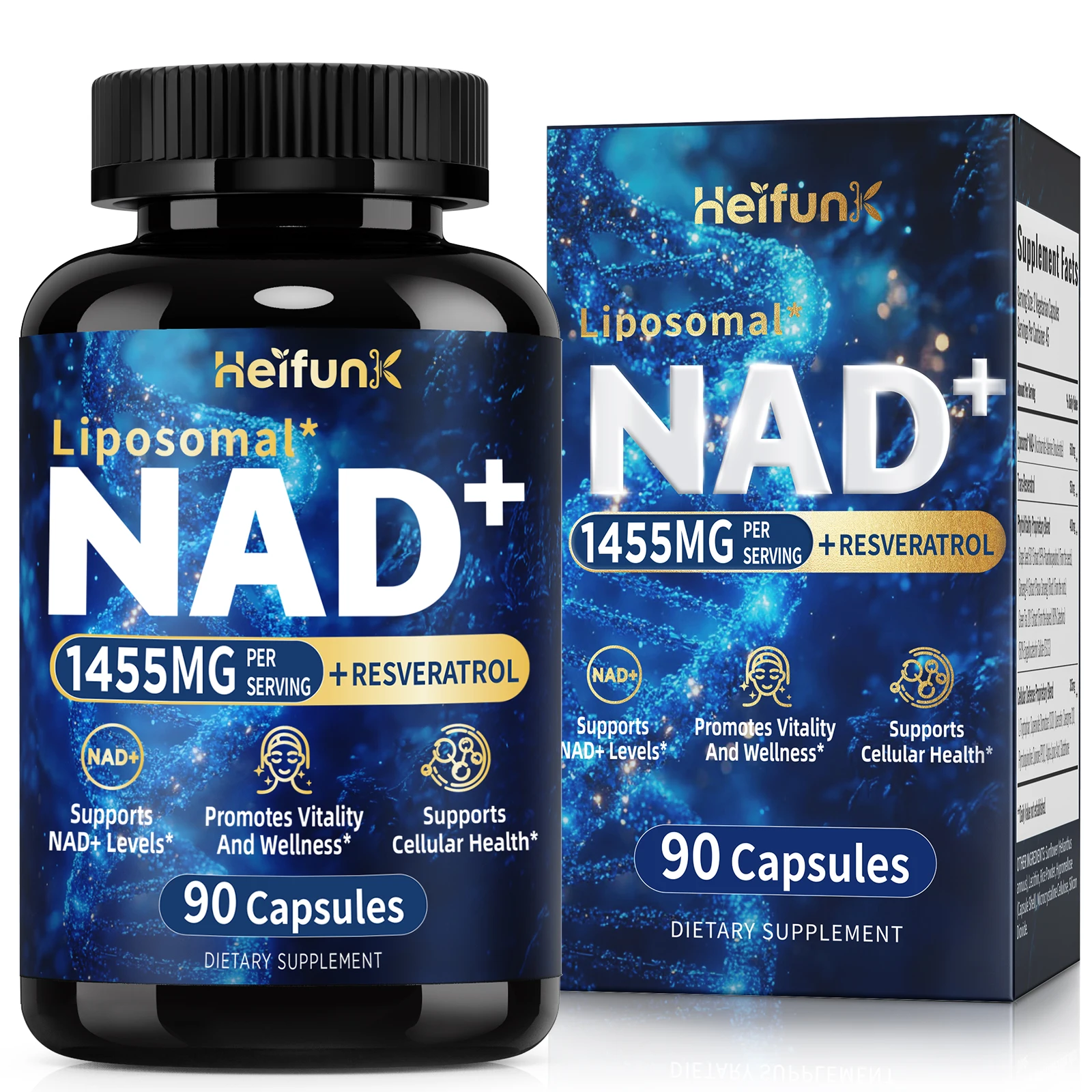 

NAD+ Boost Enhances Cellular Vitality,Promotes Cell Repair,Anti-Aging,Boosts Energy and Focus,120 Capsules