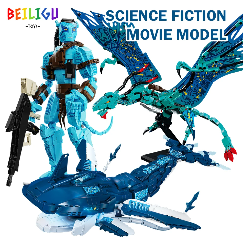MOC Fly Dragon Warrior Whale bloques de construcción ciencia ficción película modelo ciudad construcción ladrillos juguetes para niños regalo de vacaciones
