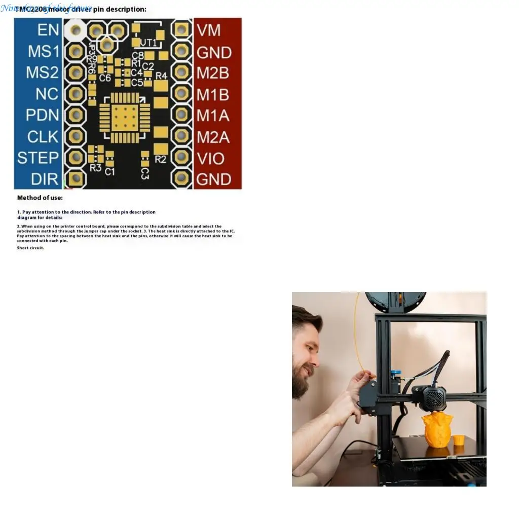 Printer TMC2208 Stepper Motor Driver Stepper Driver Module with Heat Sink Screwdriver for 3D Printer Controller E65A