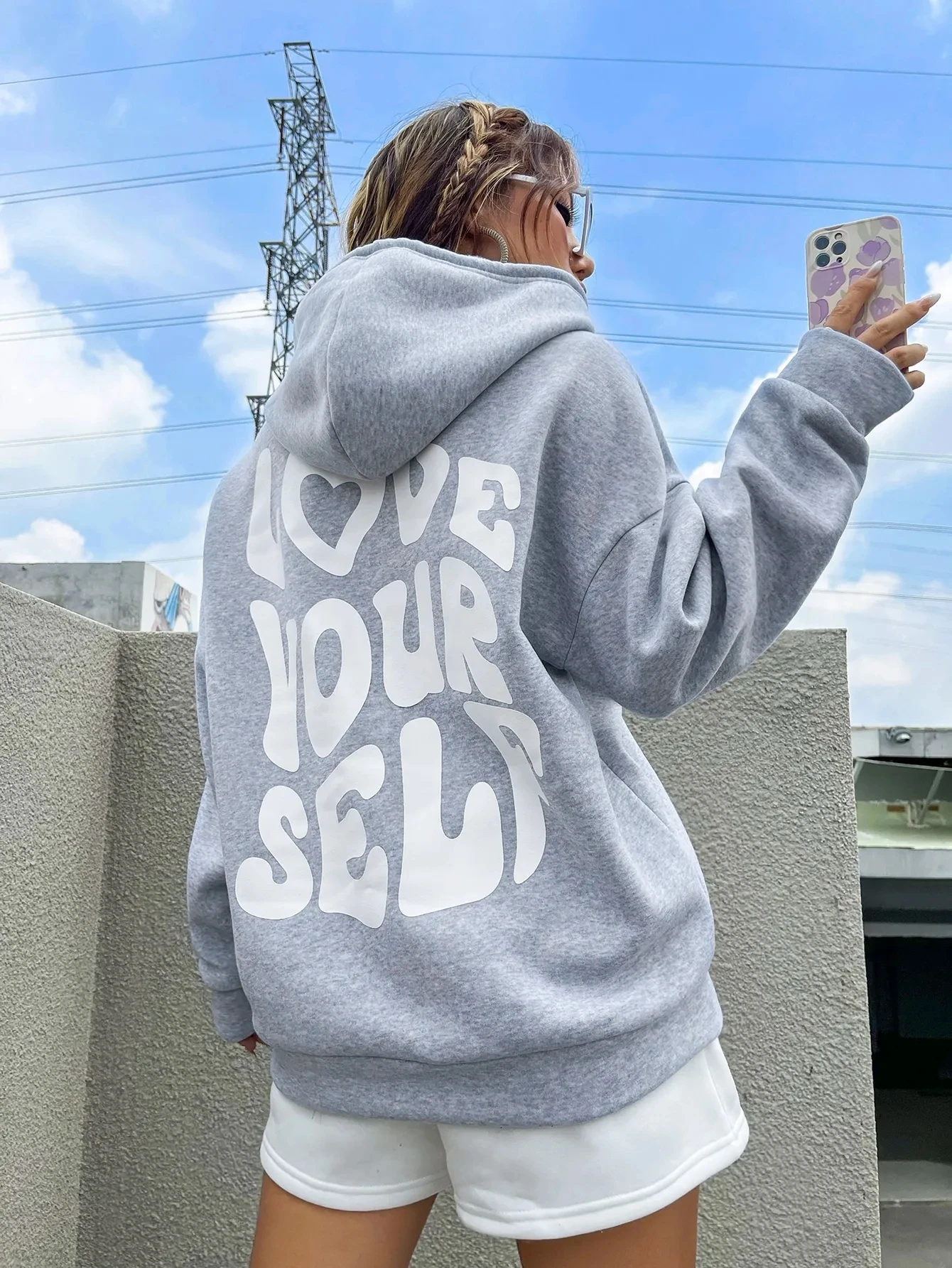 Love Yourself Cotton Printed  Hoodies Casual Oversized Pullovers Trend Comfortable Tracksuit Daily Harajuku Women Sweatshirt