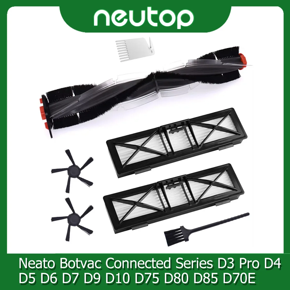 Roller Side Brush Filter Compatible with Neato Botvac Connected Series D3 Pro D4 D5 D6 D7 D9 D10 D75 D80 D85 D70E Vacuums Parts