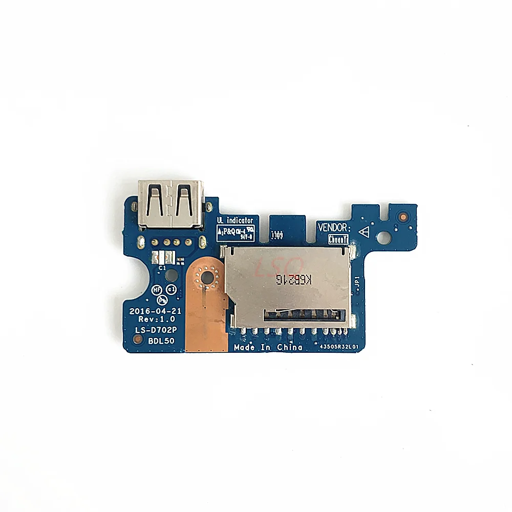 LS-D702P For HP 15-AY 15-BA 255 G5 Laptop USB Board SD Card Reader Board Without Cable 100% Test OK