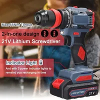 21V Electric Screwdriver Brushless 2 in 1 Electric Drill Impact Drill 55Nm Rechargeable 2-Speed Cordless Screw Driver Power Tool