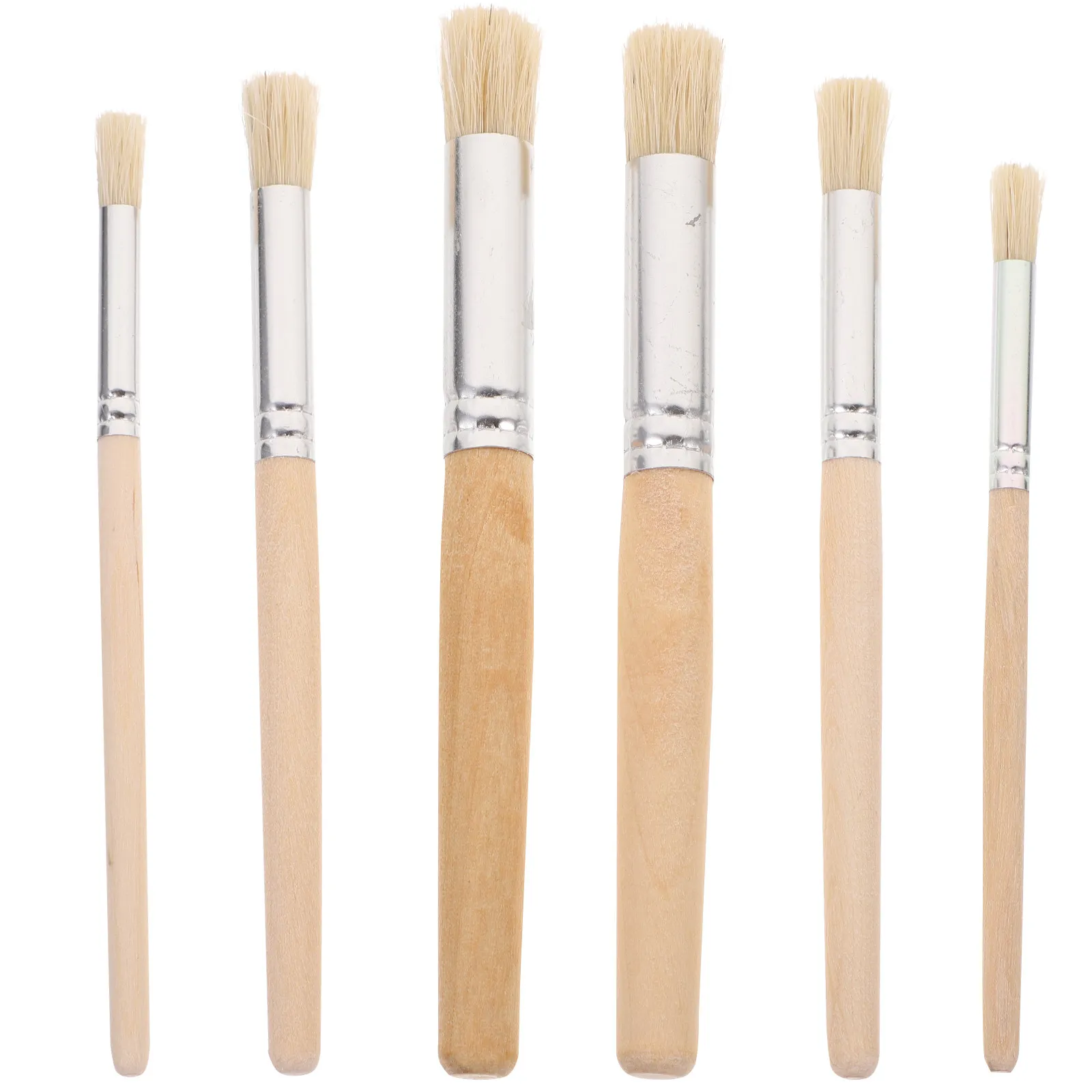 6Pcs Template Brush Set Professional Nylon Hair Wooden Handle Acrylic Watercolor Oil Painting for Artists Versatile High Quality