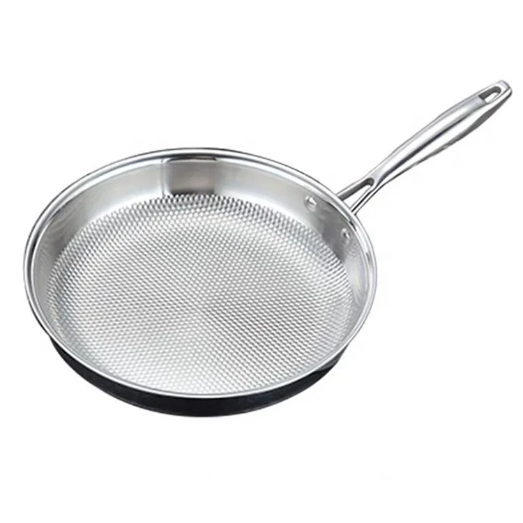 20-28cm kitchenware physical nonstick tri-ply frying pan with glass lid hexclad honeycomb 11Inch