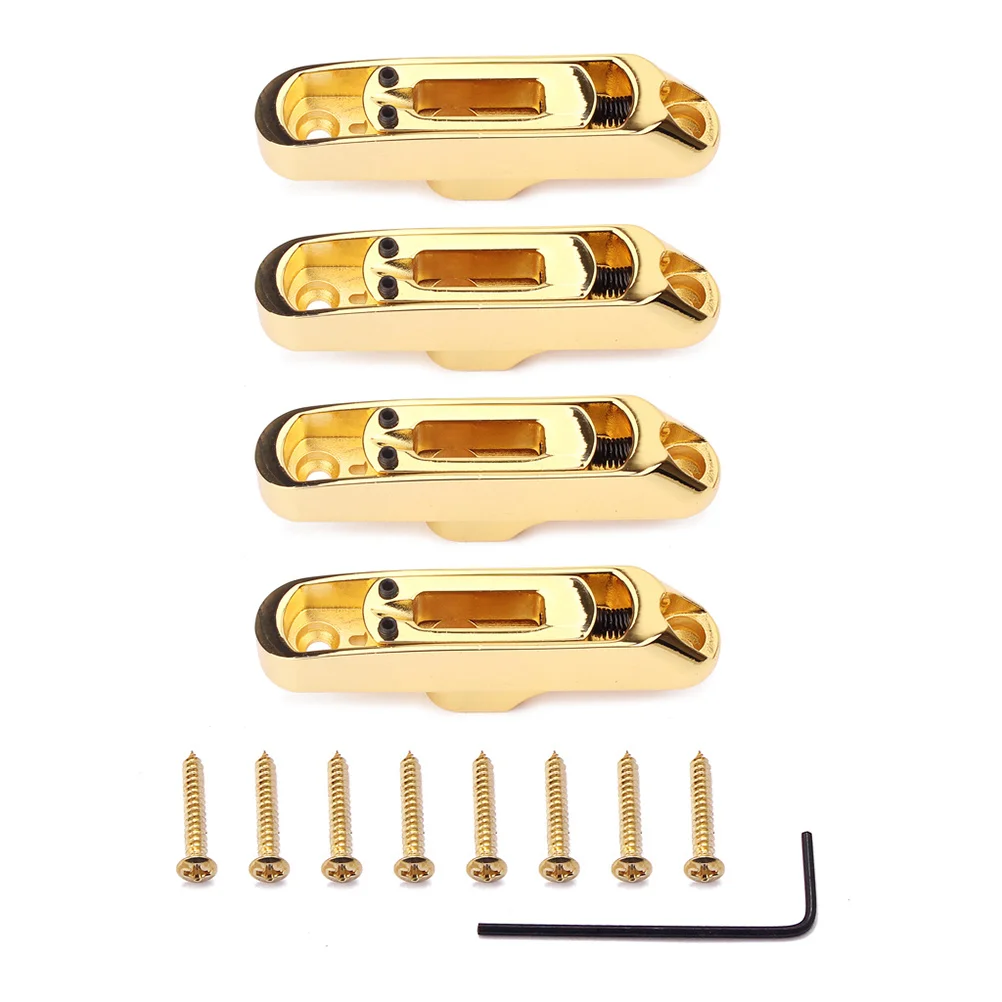 

4Pcs Bass Bridge for Electric Bass Guitar Heavy Duty Zinc Alloy Replacement Parts Smooth Polished Rust Resistant Long Service