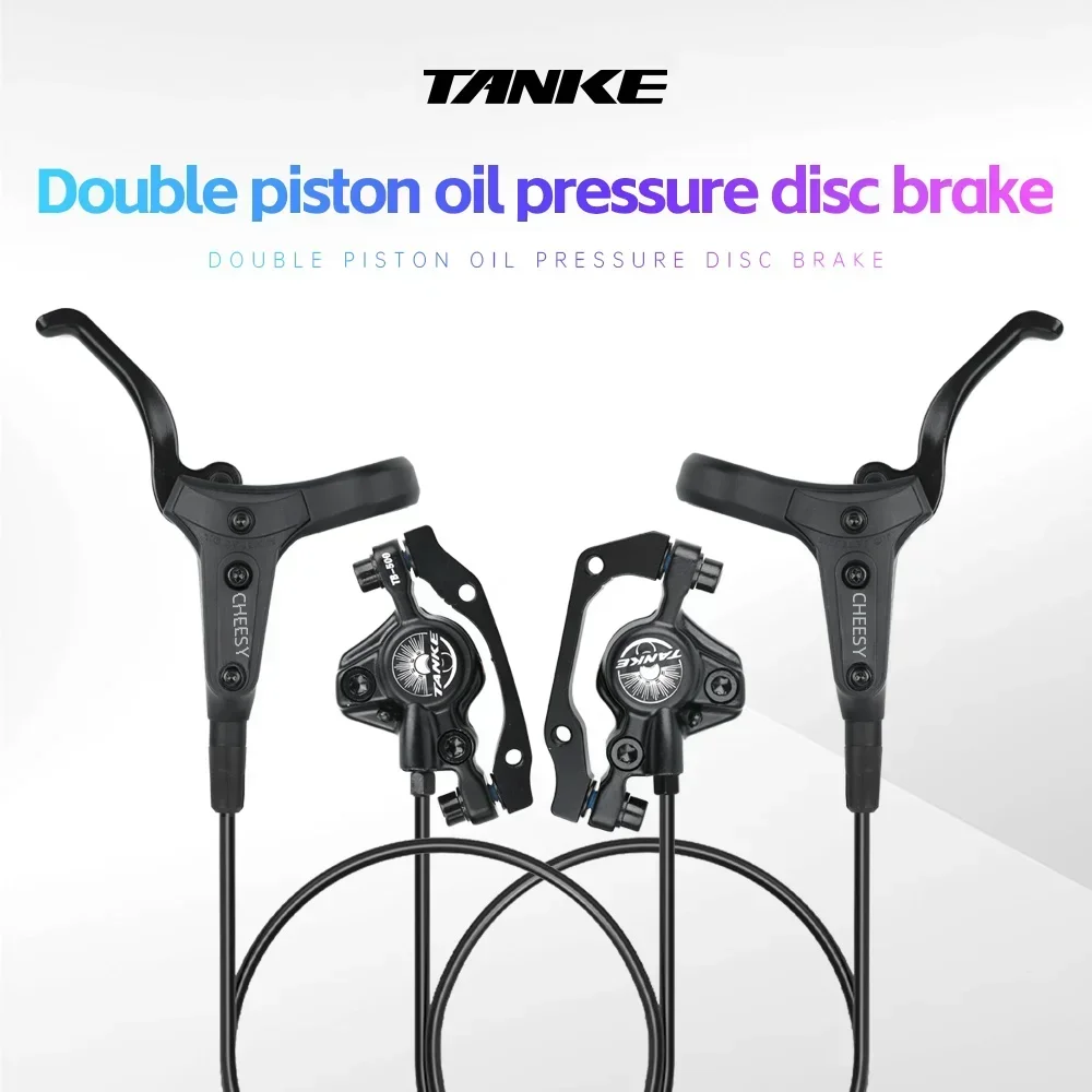 TANKE MTB Hydraulic Disc Brake 2Piston Lightweight XC Trail Calipers Original Metal Pads Oil Pressure Rotor handlebar short grip