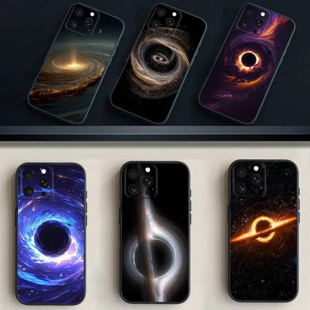 

InterstellarS Black H-Hole Phone Case For iPhone 17,16,15,14,13,12,11 Plus,Pro Max,XS,X,XR,SE,Mini,8,7,Soft Silicone Black Cover
