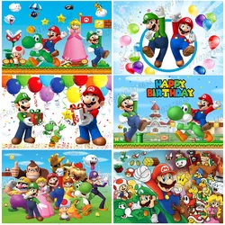 Backdrop Super Marios Luigi Boys Bros Birthday Party Photography Background Baby Shower Event Wall Banner Poster Banner Decor