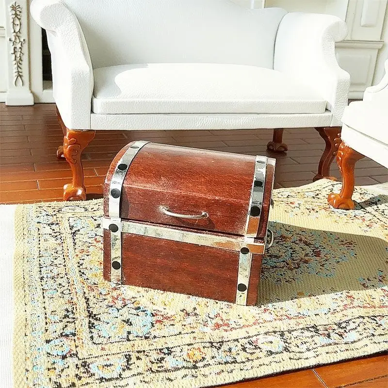 Retro 1:12 casa de bonecas brinquedo simulação openable caixa armazenamento tesouro modelo móveis em miniatura jogar casa brinquedo decoração presentes do miúdo