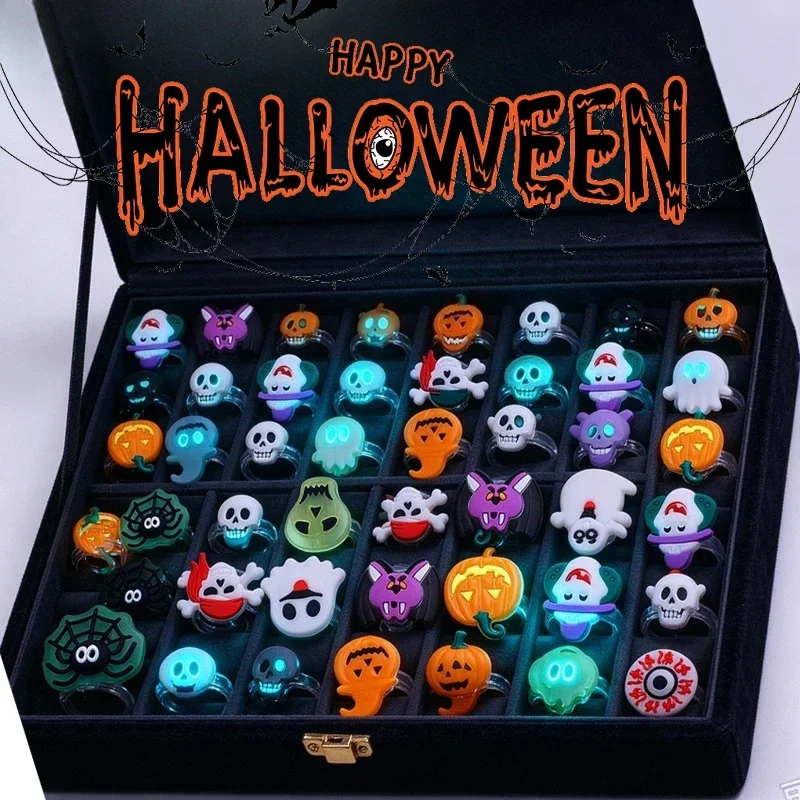 Glow in The Dark Finger Light Rings Halloween Party LED Flashing Finger Rings Cosplay Dress Up Decorations for Kids Adults Gifts