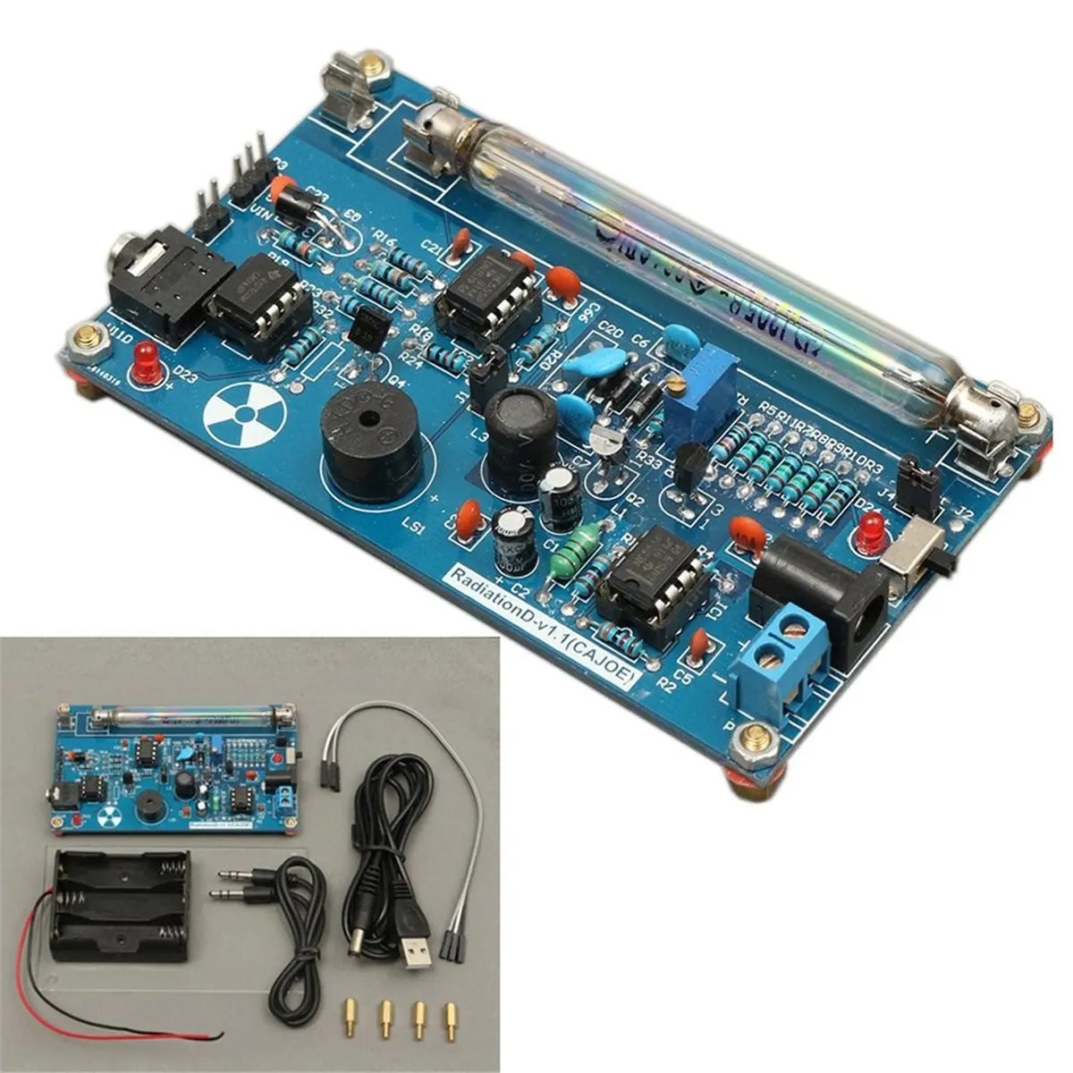 Assembled DIY Geiger Counter Kit,Radiation Detector System Tube Nuclear Radiation Detector (Assembly Test Completed)