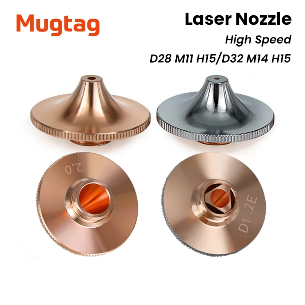 

Mugtag Laser Nozzle High Speed Single Double Chrome D32 M14 D28 M11 0.8mm-5.0mm for Precitec WSX Raytools Fiber Cutting Head