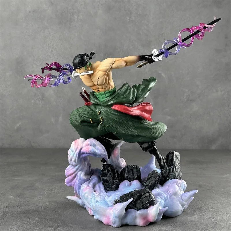

One Piece Zoro Three Sword Style Figure Dual Head Sculpt Sword Aura Effect Anime Model Desk Decor Collectible Toy Anime Fan Gift
