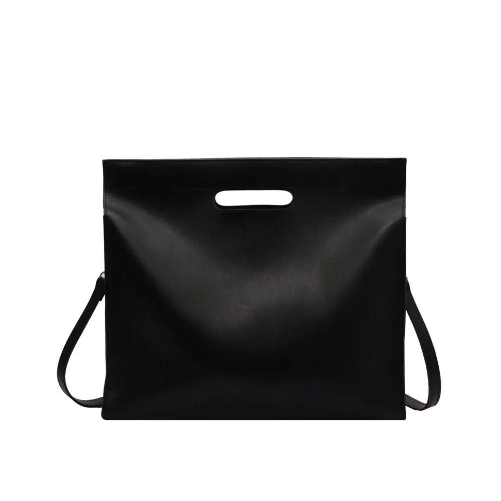 Borsa tote per documenti da ufficio in PU alla moda Borsa per computer di grande capacità in tinta unita Borsa a tracolla Borsa per documenti per ragazze