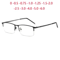 Gafas cuadradas para miopía de medio marco no magnéticas para hombres, gafas graduadas para miopía semisin montura de 0-0,5-0,75 a-6