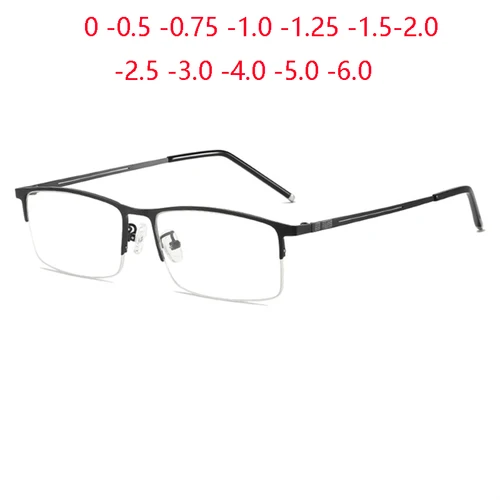 Imagen 1 del producto Gafas cuadradas para miopía de medio marco no magnéticas para hombres, gafas graduadas para miopía semisin montura de 0-0,5-0,75 a-6