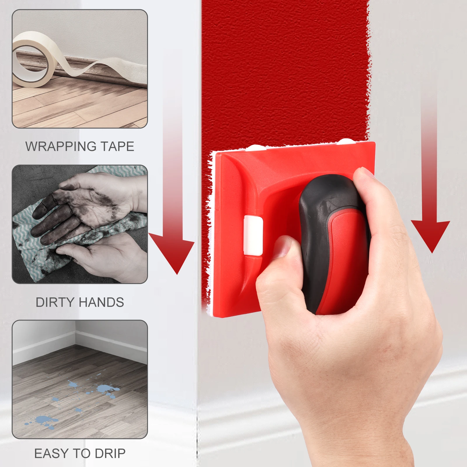 Триммер для краски с 2 сменными накладками для обрезки стен. Уголок для краски и кромка с вращающейся ручкой. Обрезка стен.