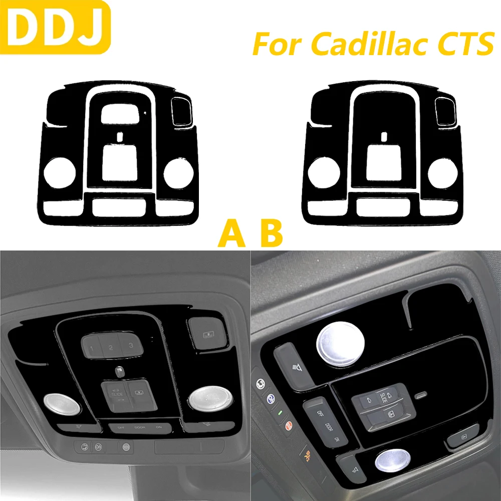 

For Cadillac CTS 2014-2019 Piano Black Front Roof Reading Light Lamp Panel Cover Decorative Set Car Accessories Interior Sticker