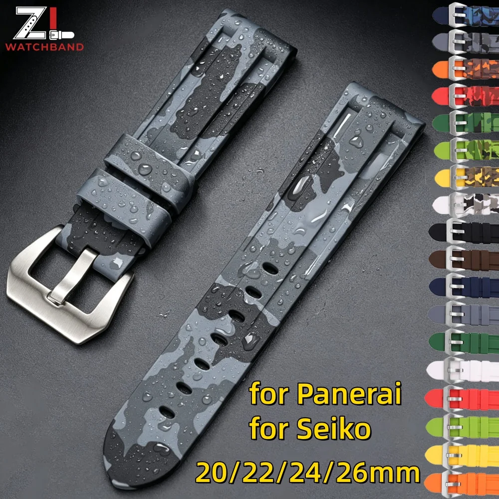 Silicone Straps for Panerai 20mm 22mm 24mm 26mm Rubber Watch Band for Seiko Men Women Sport Waterproof Bracelets Wristbands Belt