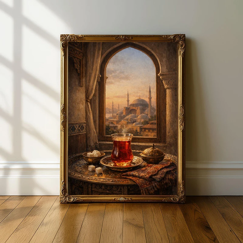 Window View of Mecca Al Masjid An Nabawi  Al Aqsa Islamic Architecture Poster Canvas Painting Print for Living Room Home Decor