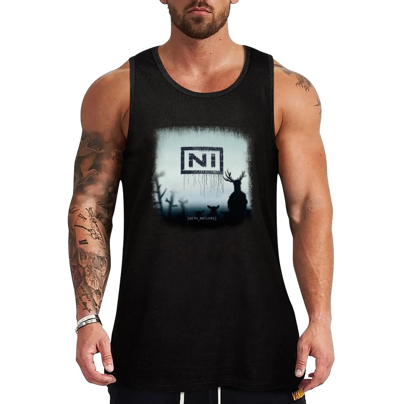 

NI Knights with antlers album cover parody music lovers humor Tank Top Gym wear men clothing bodybuilding t shirt