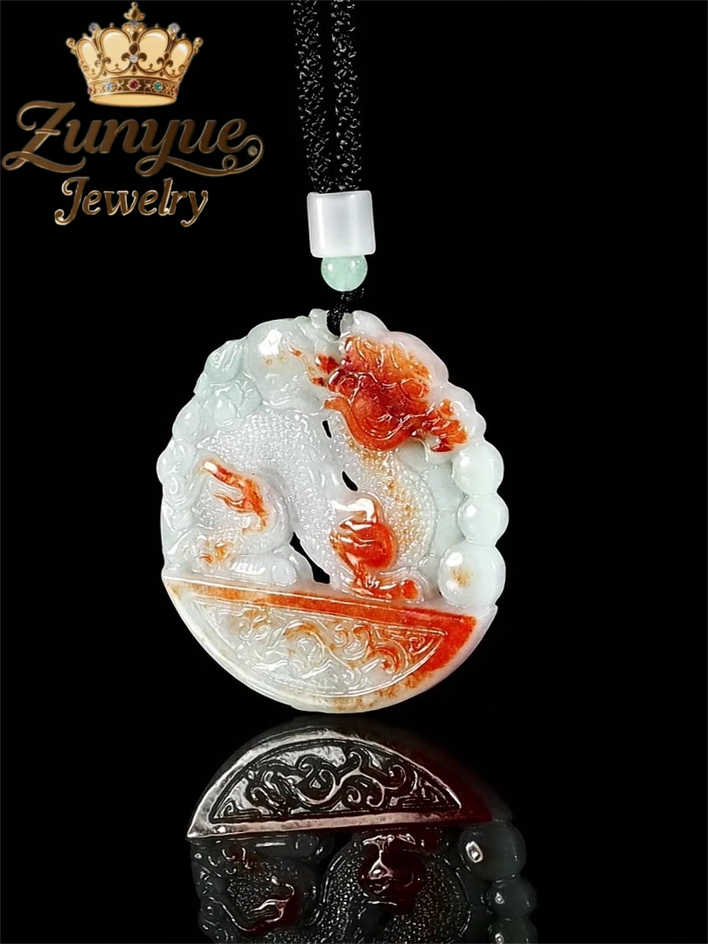 

High-Grade Natural Burmese A-Grade Jadeite Red-Fired Dragon Brand Zodiac Dragon Pendant Ice-Type Natural Stone Pendant Jade