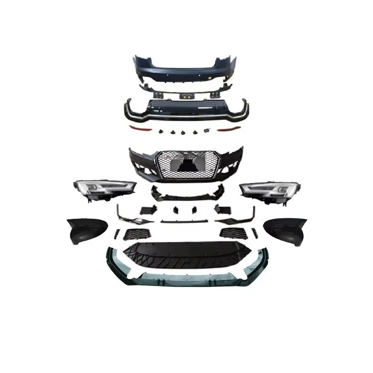 High Quality A4 Upgrade RS4 Style Body Kit Front Rear Bumpers Headlights Grille Body Kits for A4 B9 S4 2017-2020