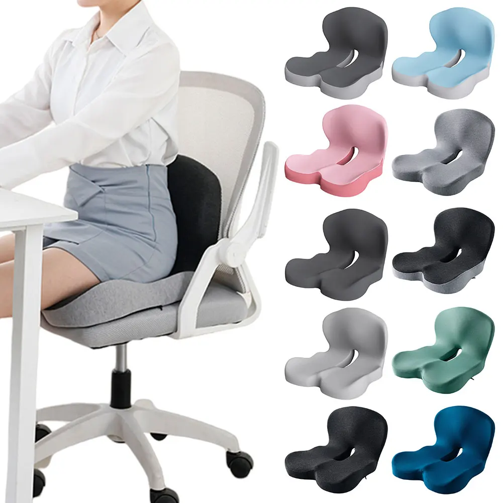 Memory Foam L-Shaped Integrated Office Chair Cushion with Back Support Sitting Pillow for Office Workers Car Drivers