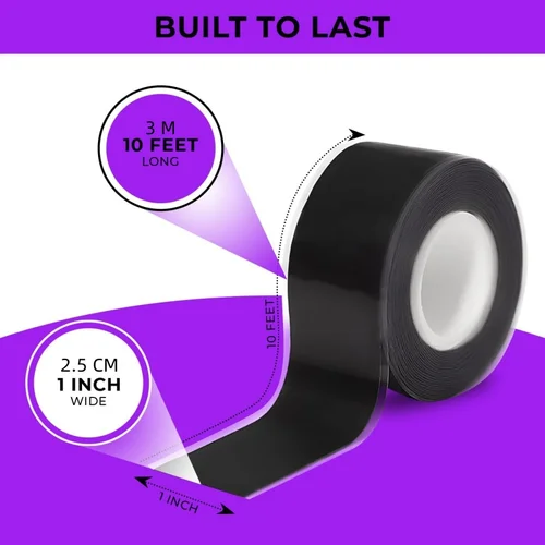 Imagen 2 del producto Cinta de agarre de silicona para barra de dominadas, envoltura de silicona de fusión antideslizante para pesas, mancuernas, equipos deportivos y de gimnasio de 1 pulgada x 10 pies